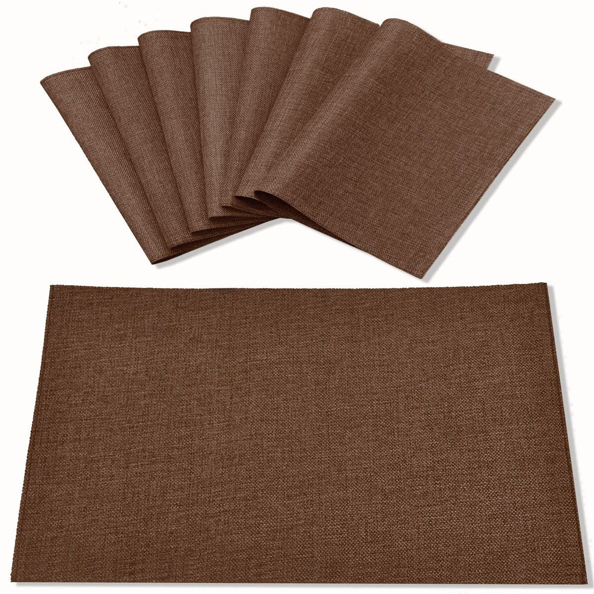 Linen Placemats Set of 8, Machine Washable, Heat Resistant, Wrinkle Free, Thick Polyester Kitchen Place Mats for Dining Table (Orange)