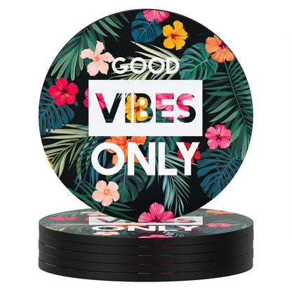 Nipichsha Coasters for Drinks, Set of 6 Cute Absorbent Rubber Drink Coasters for Cup with Non Slip Backing, Kitchen Home Decor Housewarming Gift, Round 4 in, Simple Abstract Art
