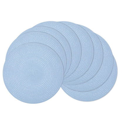 SHACOS 15 inch Round Placemats Set of 6, Cotton Polyester Woven Braided Place Mats, Washable Heat Resistant Circle Table Mats for Dining Table (Beige, 6)