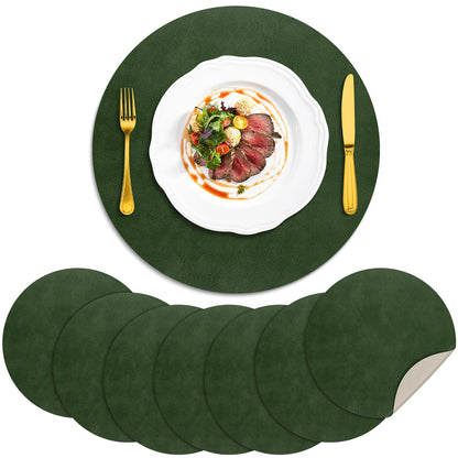 ADRIMER Faux Leather Placemats Set of 6, Heat Resistant 13"x13", Walnut