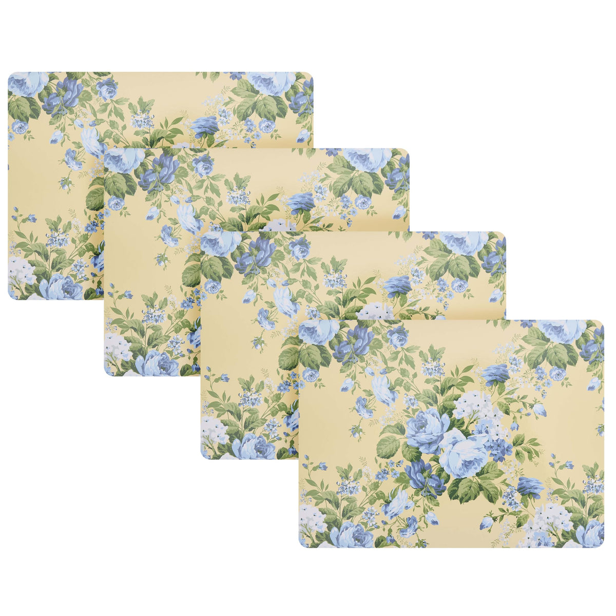 Laura Ashley Cork Placemats, 16 x 12-inch, Set of 4, Summer Palace Blue