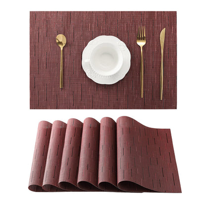 Beige Placemats Set of 8 - Heat-Resistant, Non-Slip Table Mats, Washable Woven Vinyl for Indoor & Outdoor Dining