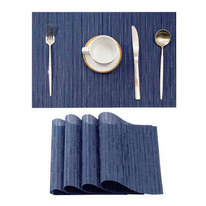 Woven Vinyl Beige Placemats Set of 12, Linen Look & Easy to Clean