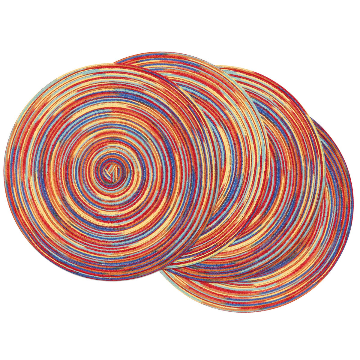SHACOS Round Braided Placemats Set of 8 Cotton Fabric Round Table Mats Non Slip Washable 15 inch Round Place Mats Home Party Table Decor (Beige, 8)