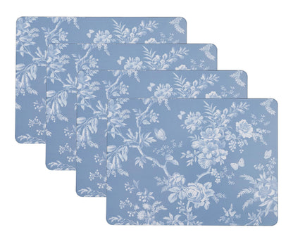 Laura Ashley Cork Placemats, 16 x 12-inch, Set of 4, Summer Palace Blue