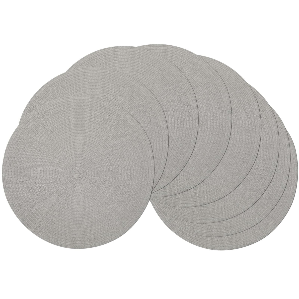 SHACOS Round Braided Placemats Set of 4 Dining Table Placemats 15 inch Circle Place Mats Easy to Clean Table Mats Indoor Outdoor, Blue Gray