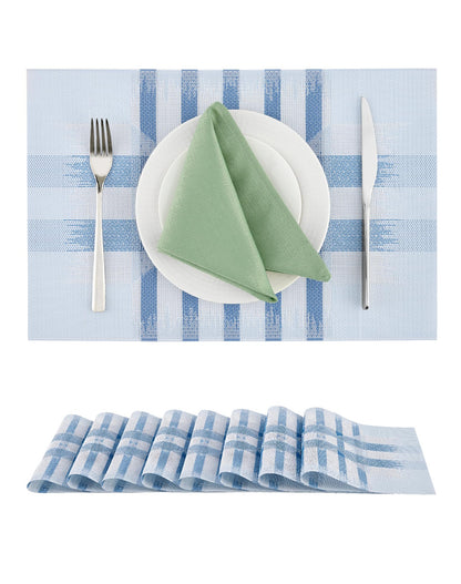 Beige Placemats Set of 8 - Heat-Resistant, Non-Slip Table Mats, Washable Woven Vinyl for Indoor & Outdoor Dining