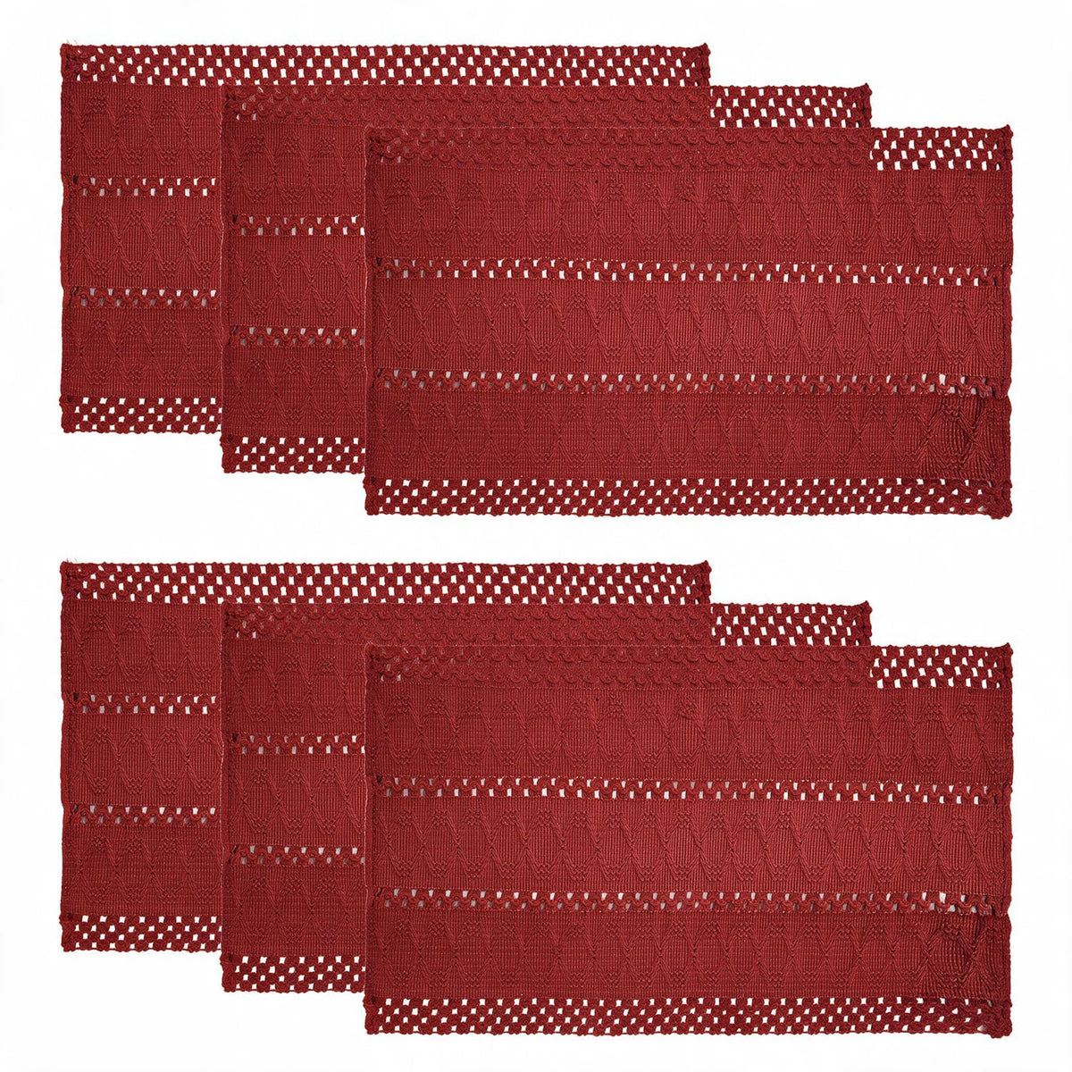 Artoid Mode Red Farmhouse Woven Rustic Hollow Placemats Set of 4-12x18 Inch