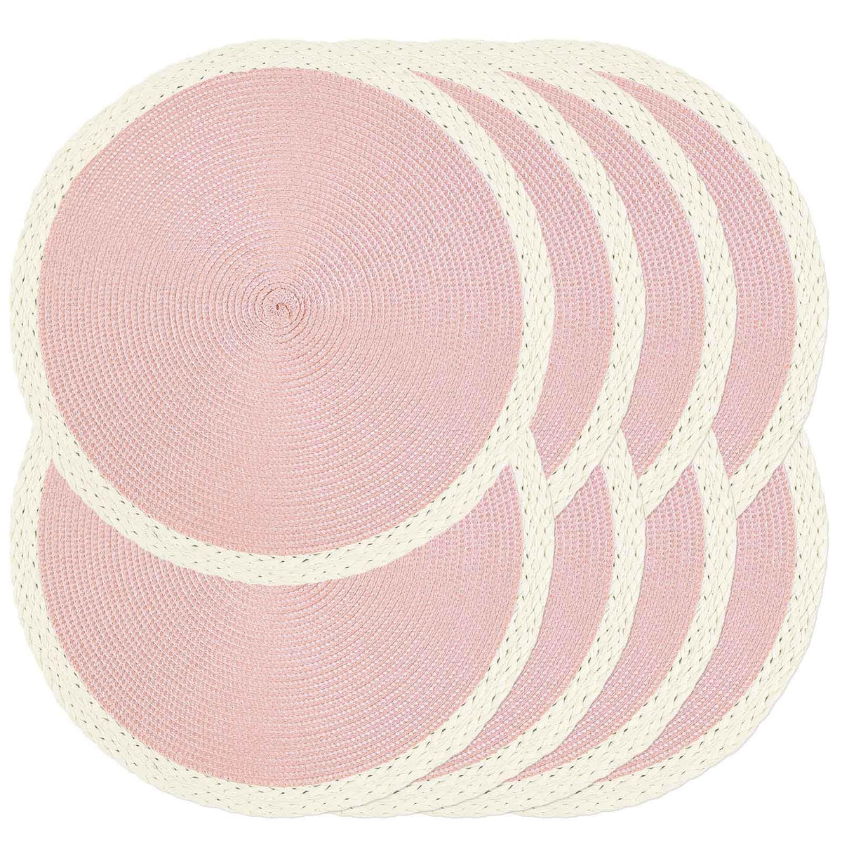Round Placemats Set of 6, Woven Table Mats, Thin Edge, Green