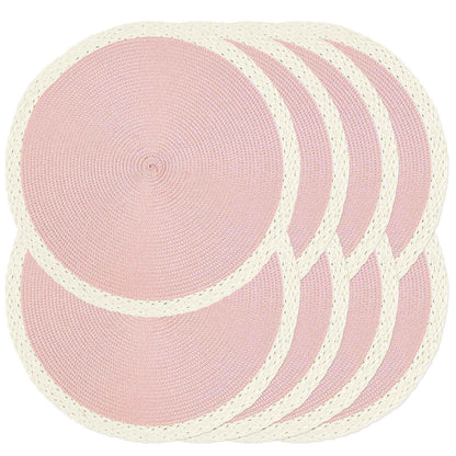 Round Placemats Set of 6, Woven Table Mats, Thin Edge, Green