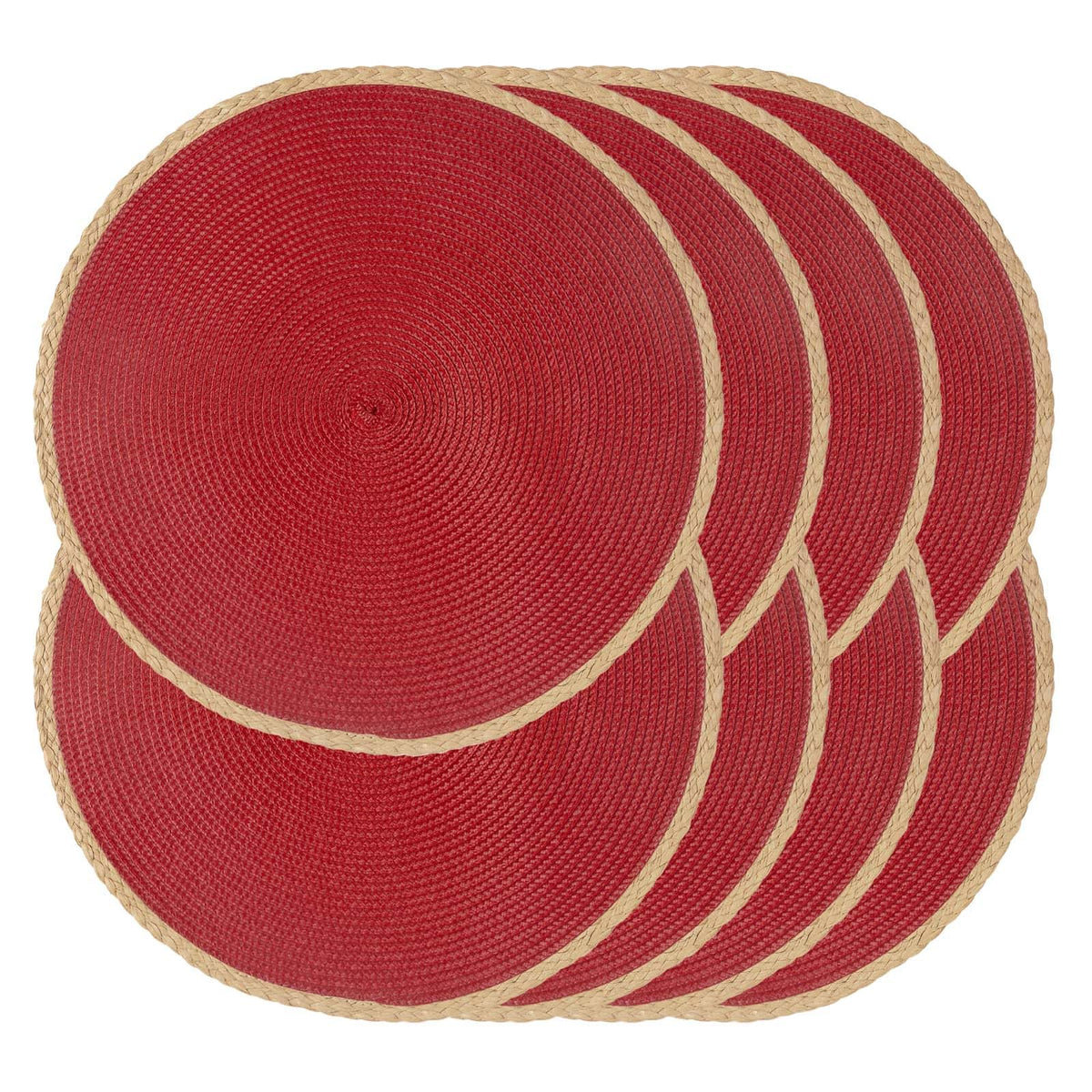 Round Placemats Set of 6, Woven Table Mats, Thin Edge, Green