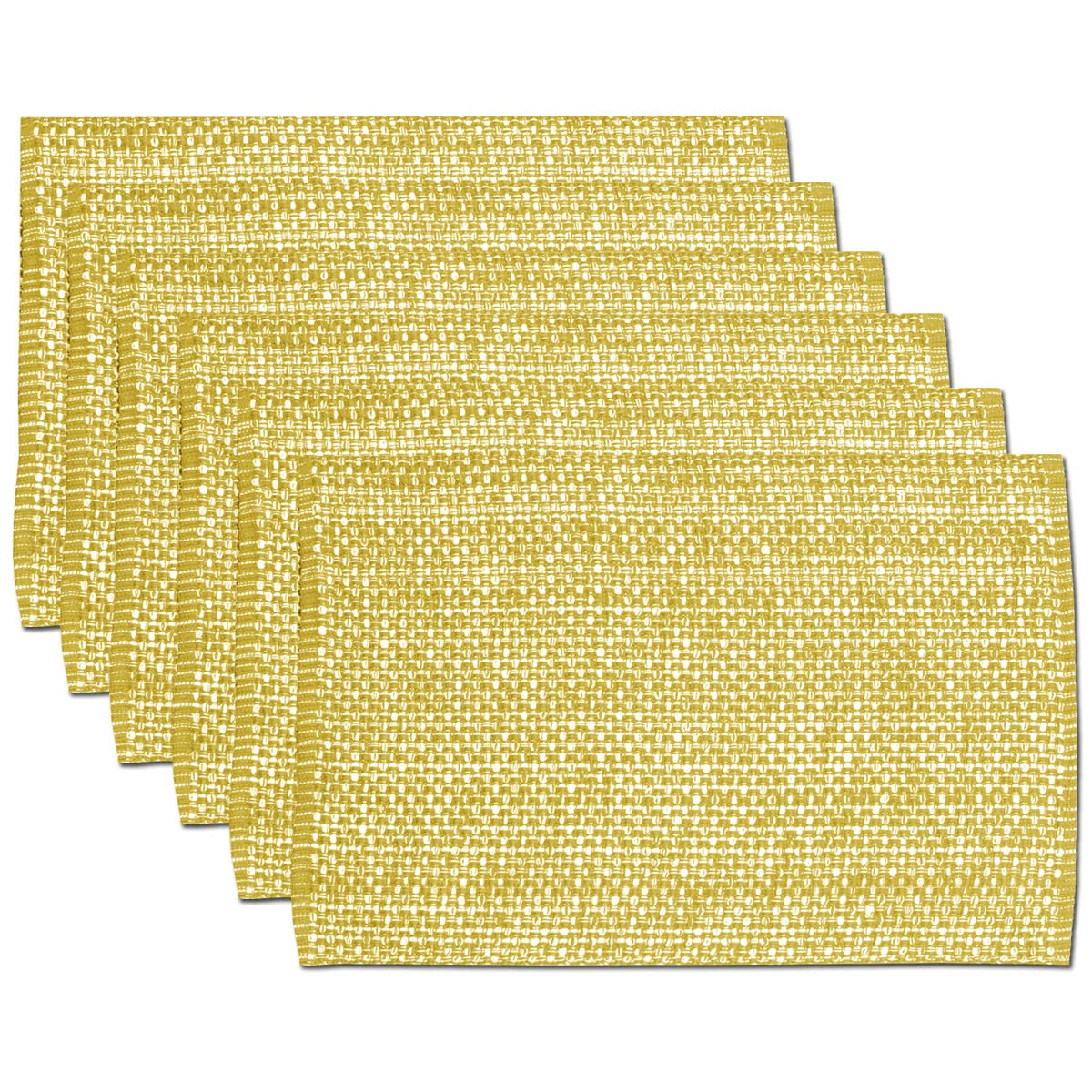 Sweet Home Collection 100% Cotton Placemats for Dining Room Rectangle Two Tone Woven Fabric 13" x 19" Soft Durable Table Mat Set, Set of 6, Dark Blue