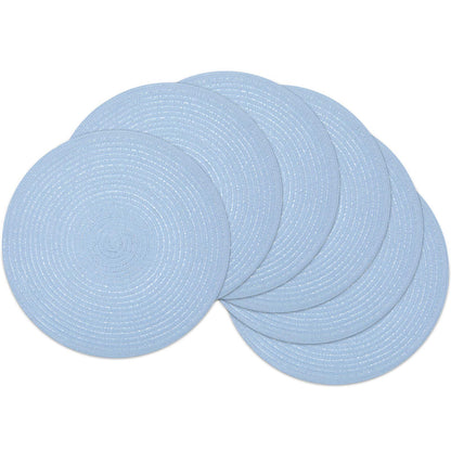 SHACOS Round Braided Placemats Set of 8 Cotton Fabric Round Table Mats Non Slip Washable 15 inch Round Place Mats Home Party Table Decor (Beige, 8)