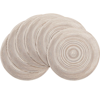Floroom 15 Inch Round Braided Placemats Set of 4, Washable Heat Resistant Cotton Polyester Circle Place Mats for Kitchen Dining Table - Black