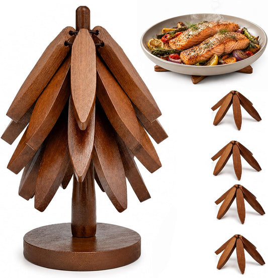 Tree Shaped Wooden Trivets for Hot Dishes, Pots & Pans - Hot Pads