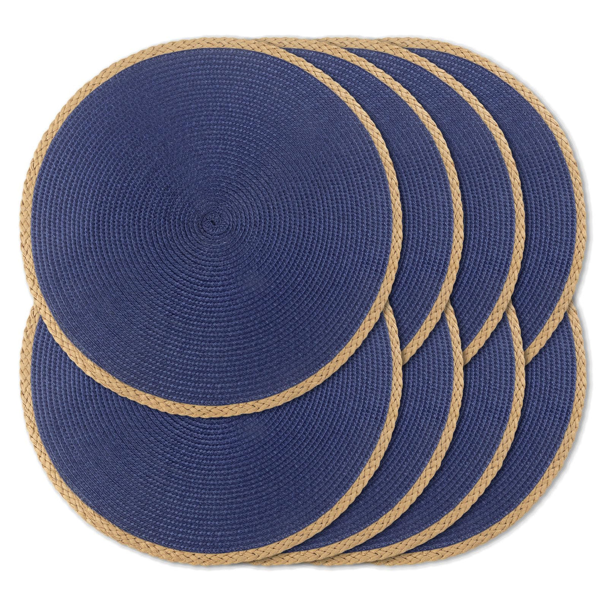 Round Placemats Set of 6, Woven Table Mats, Thin Edge, Green