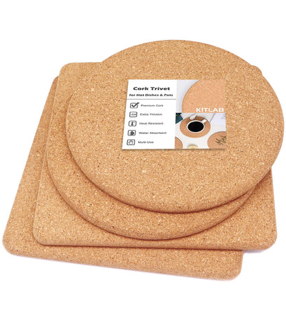 Cork Trivets for Hot Dishes, Hot Pots and Pans, 8 Inch 4 Pcs