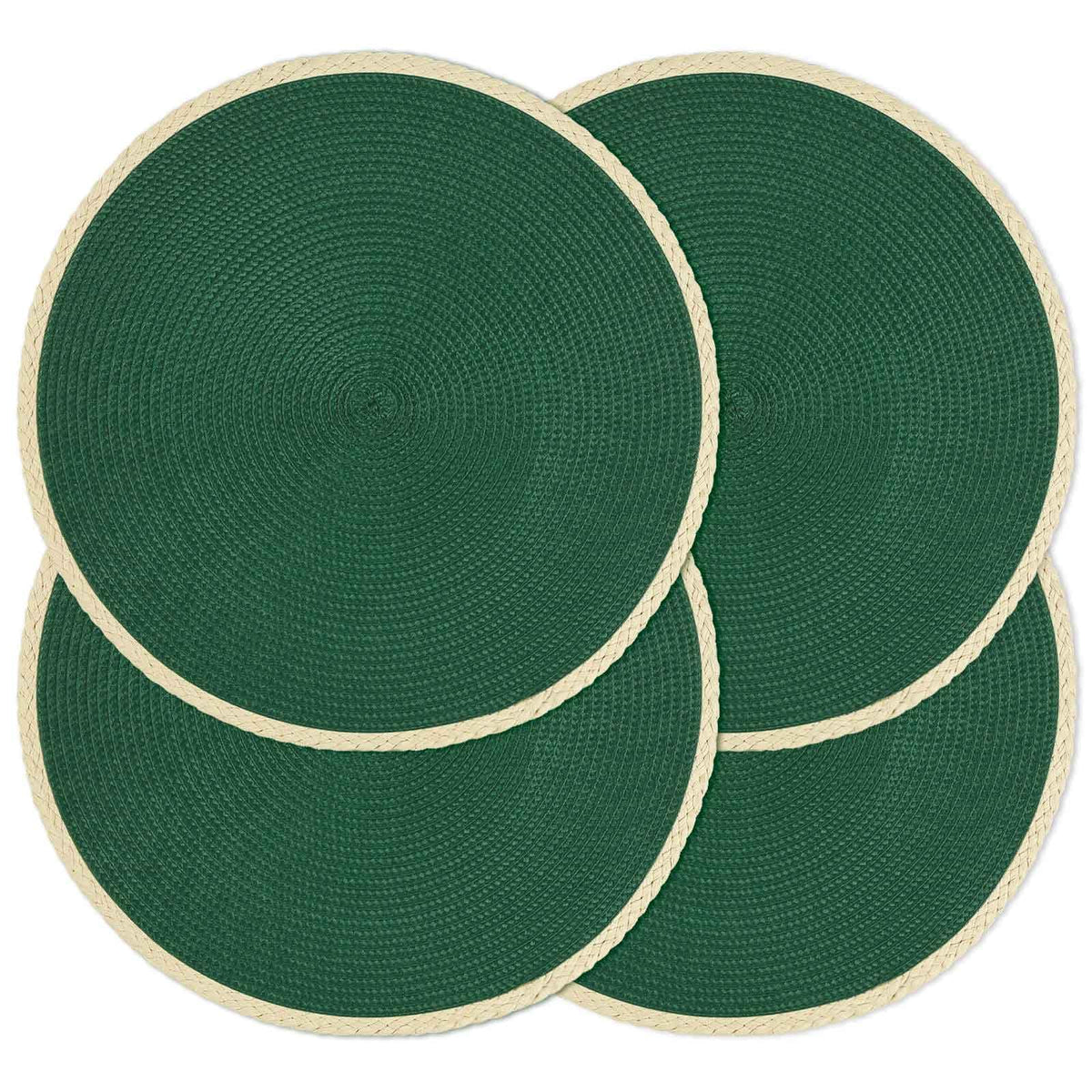 Round Placemats Set of 6, Woven Table Mats, Thin Edge, Green
