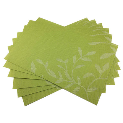 Place Mats PVC Set of 6, Table Placemats Set of 6 PVC Table Mats Natural Color (6 pcs, Red Leaves)