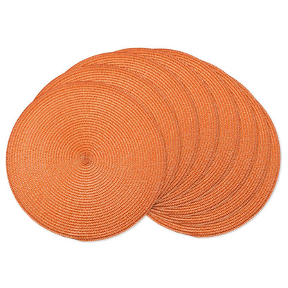 AHHFSMEI Round Braided Placemats Set of 6 15 Inch Burnt Orange Table Mats