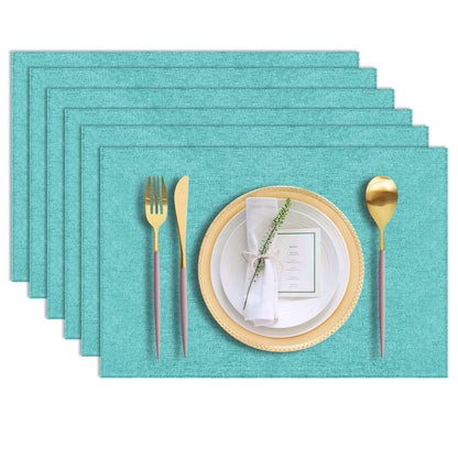 Cloth Placemats Set of 6, Cotton Linen Blend Machine Washable Durable Linen Table Mats, Heat Resistant Placemats Wrinkle Free Place Mats for Dining Table, Easy to Clean (Navy Blue, 6)