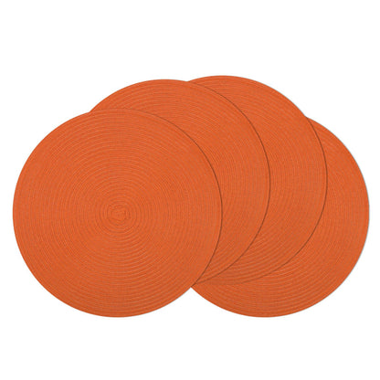 SHACOS Round Braided Placemats Set of 4 Washable Place Mats for Dining Tables 15 inch Non Slip Kitchen Table Mats (Beige, 4)