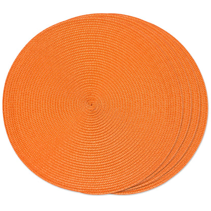 FunWheat Round Braided Placemats Set of 6 Table Mats for Dining Tables Woven Washable Non-Slip Place mats 15 in(Blue, 6pcs)