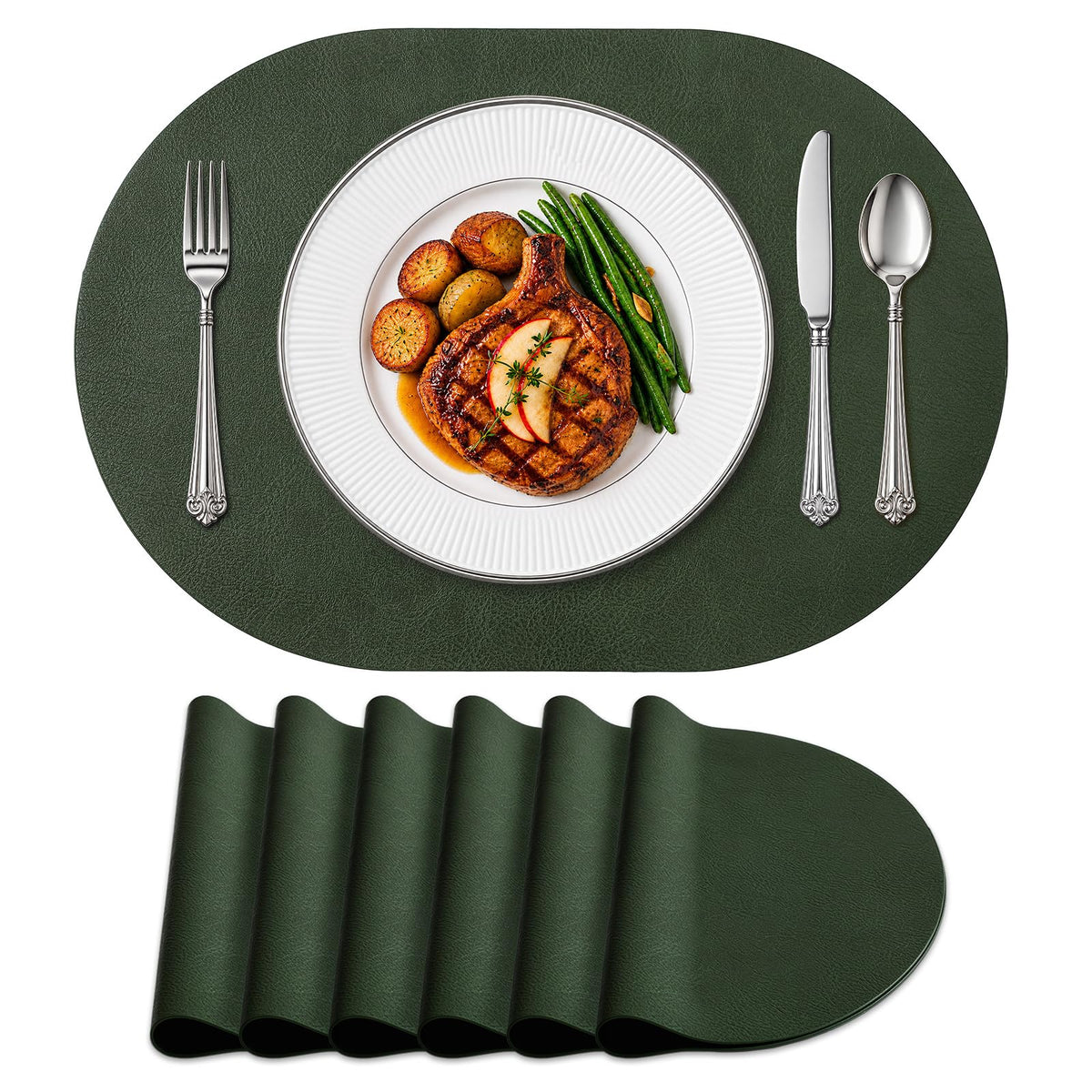 homing Heat Resistant Oval Placemats Set of 6 Non-Slip, Reddish Brown