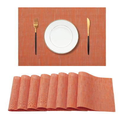 Beige Placemats Set of 6 - Heat-Resistant, Non-Slip Table Mats, Washable Woven Vinyl for Indoor & Outdoor Dining