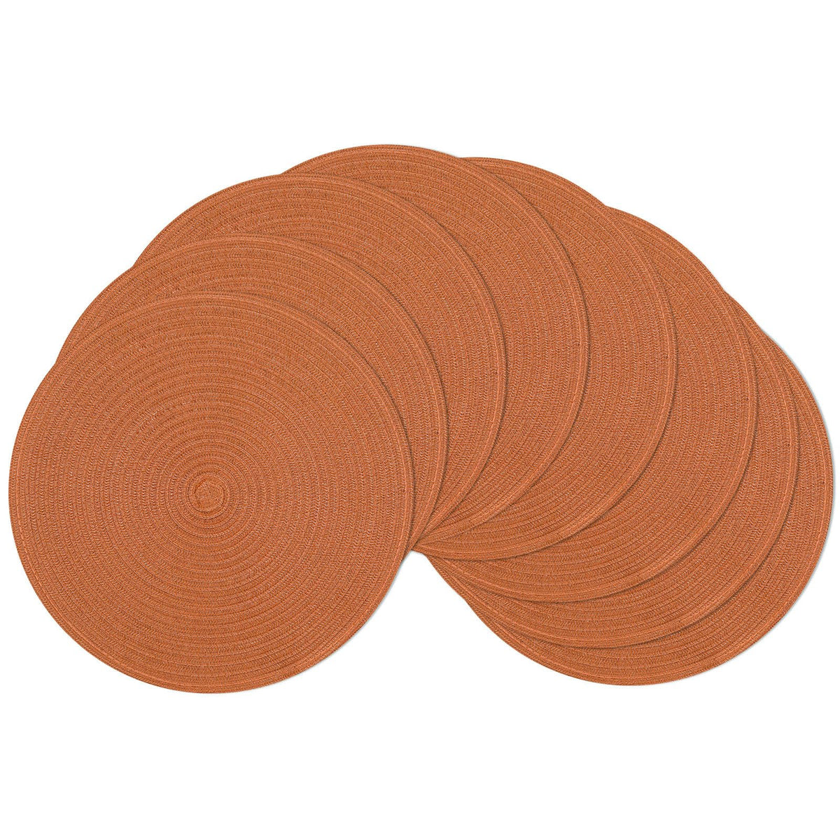 SHACOS 15 inch Round Placemats Set of 6, Cotton Polyester Woven Braided Place Mats, Washable Heat Resistant Circle Table Mats for Dining Table (Beige, 6)