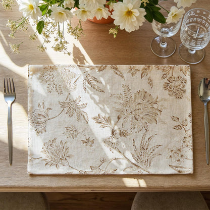JINCHAN Sliva Linen Floral Placemats Set of 4 Farmhouse 13x19 Sage Green