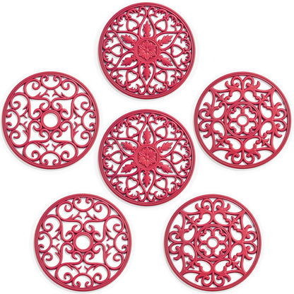 SMARTAKE 6 Set Silicone Trivet Mats for Hot Dishes Pots and Pans (Black)