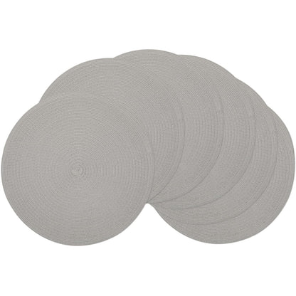 SHACOS Round Braided Placemats Set of 8 Cotton Fabric Round Table Mats Non Slip Washable 15 inch Round Place Mats Home Party Table Decor (Beige, 8)