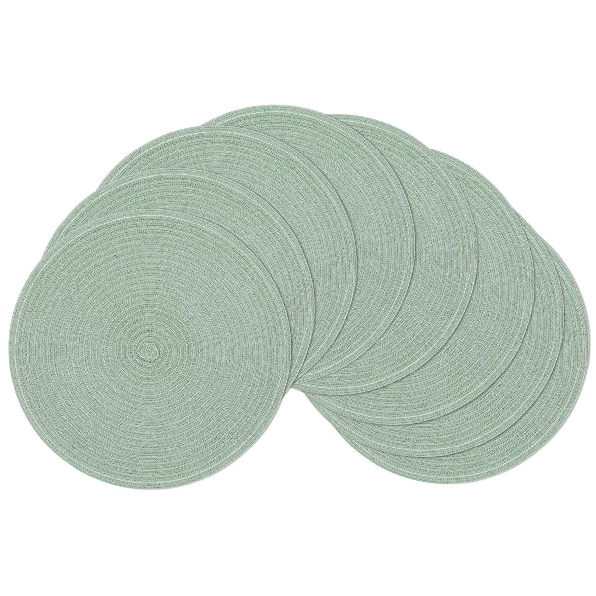 SHACOS Round Braided Placemats Set of 8 Cotton Fabric Round Table Mats Non Slip Washable 15 inch Round Place Mats Home Party Table Decor (Beige, 8)