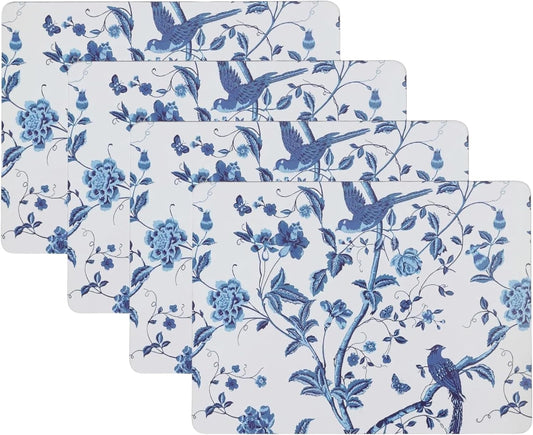 Laura Ashley Cork Placemats, 16 x 12-inch, Set of 4, Summer Palace Blue