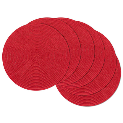 SHACOS Round Braided Placemats Set of 4 Dining Table Placemats 15 inch Circle Place Mats Easy to Clean Table Mats Indoor Outdoor, Blue Gray