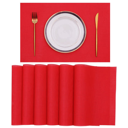 SHACOS Teal Blue Woven Placemats Set of 6 Place Mats for Dining Table