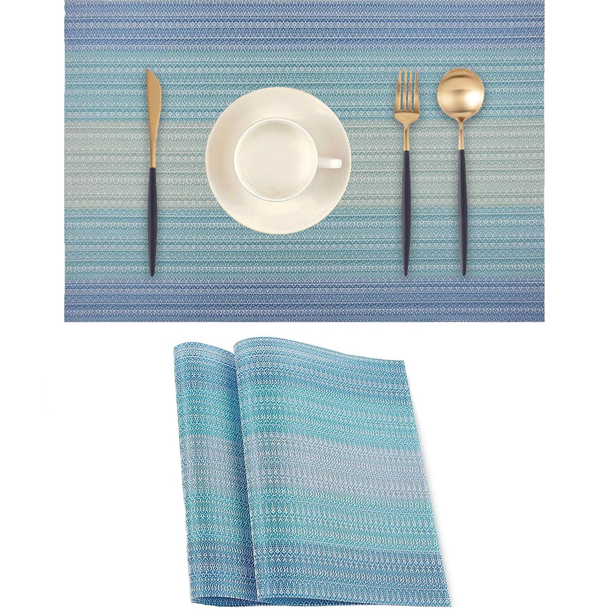 Navy Blue Placemats Set of 2 - Heat-Resistant, Non-Slip Table Mats