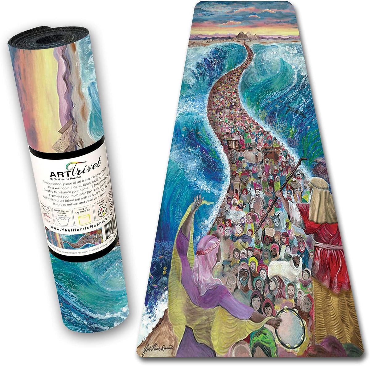 Jerusalem ArtTrivet Heat-Resistant Table Runner and Trivet - Fabric top and Non-Slip Rubber Base (12"x48")