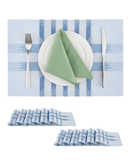 Beige Placemats Set of 6 - Heat-Resistant, Non-Slip Table Mats, Washable Woven Vinyl for Indoor & Outdoor Dining