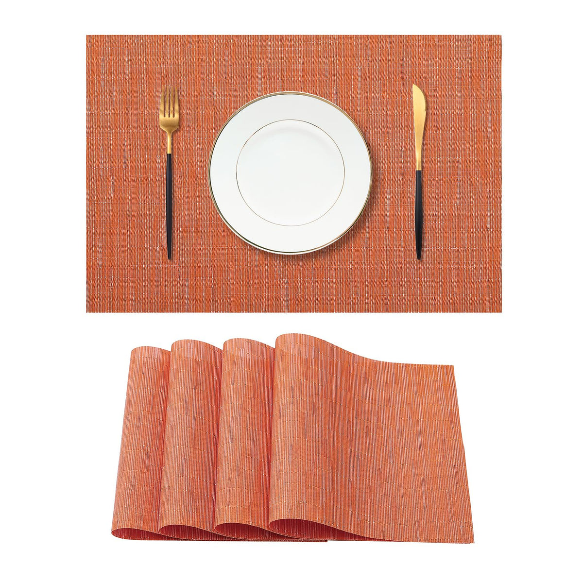 Woven Vinyl Beige Placemats Set of 12, Linen Look & Easy to Clean