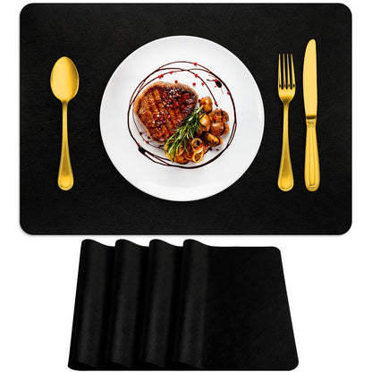 ADRIMER Oval Placemats Set of 4, Wipeable Faux Leather, 4 Colors