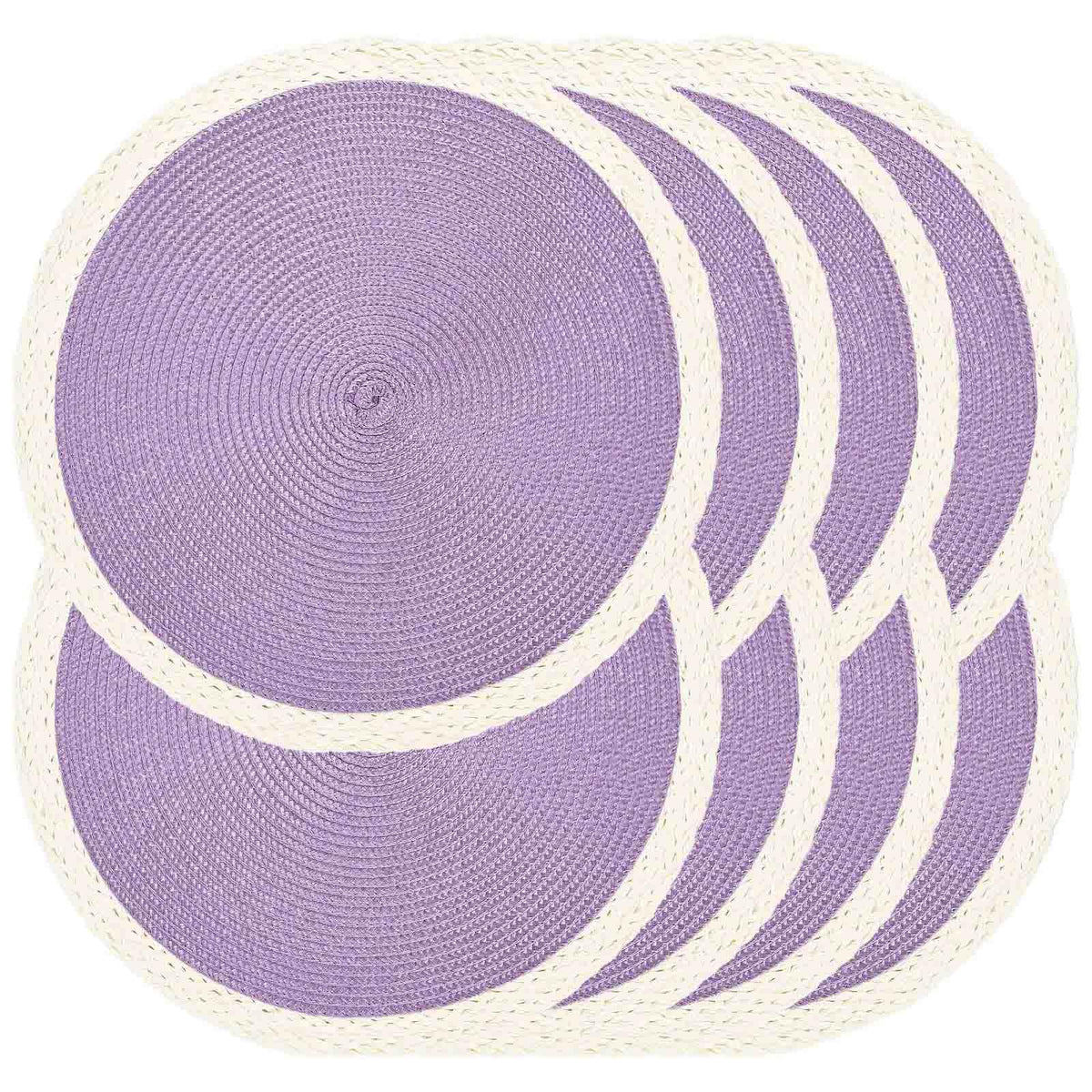 Round Placemats Set of 6, Woven Table Mats, Thin Edge, Green