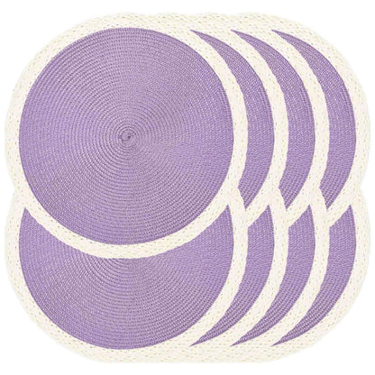 Round Placemats Set of 6, Woven Table Mats, Thin Edge, Green