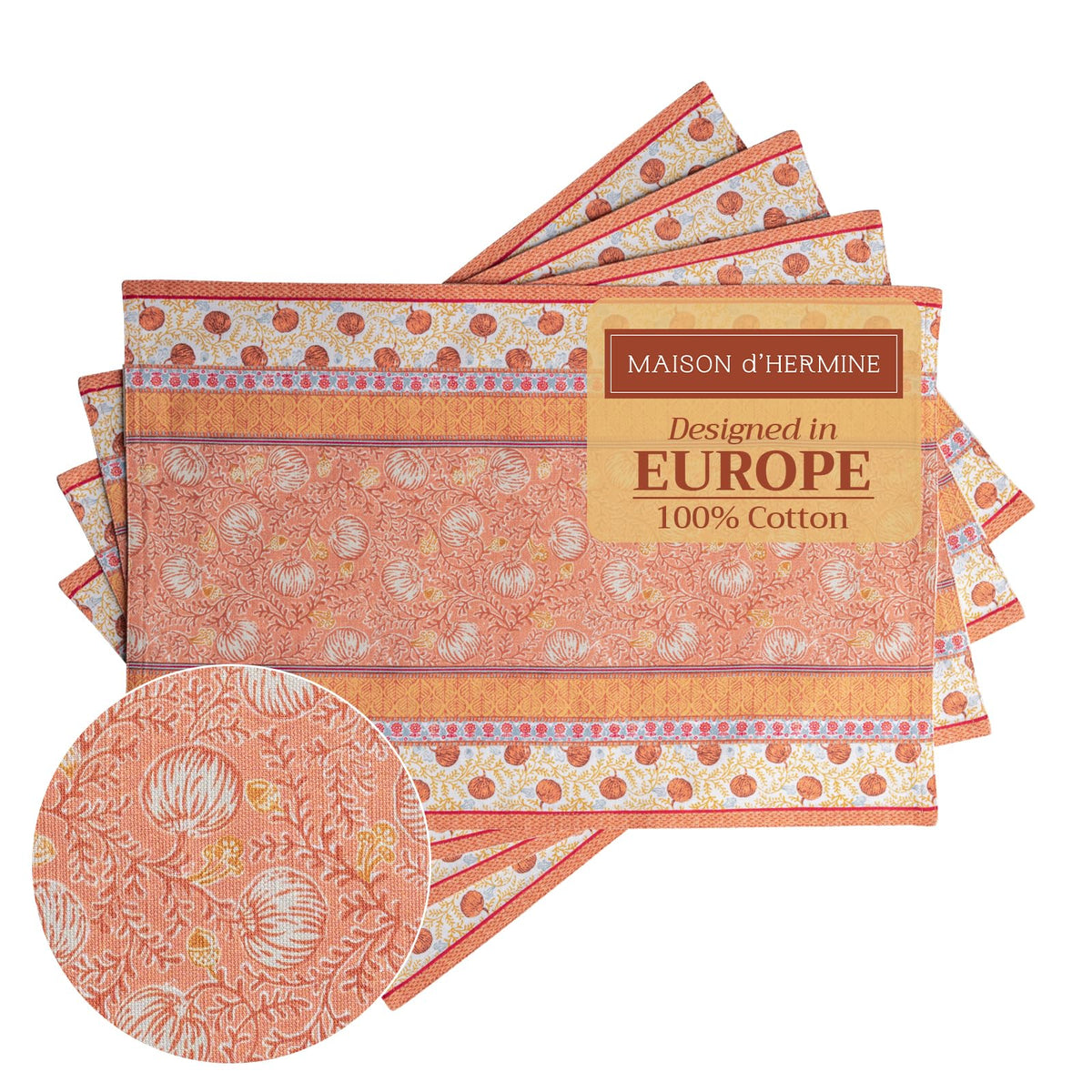 Maison d' Hermine Placemats Set of 4 Reusable 100% Cotton (13"x19")