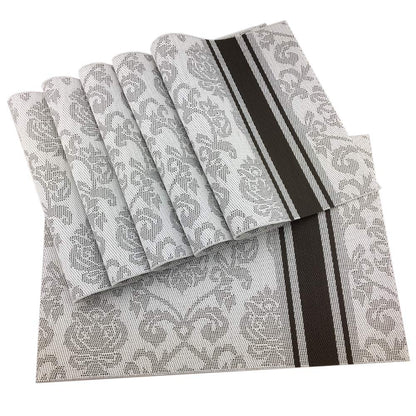 Luxury Gold Placemats Set of 6 Crossweave Woven Vinyl Placemat for Dining Table Heat Resistant Non-Slip Kitchen Table Mats Easy to Clean