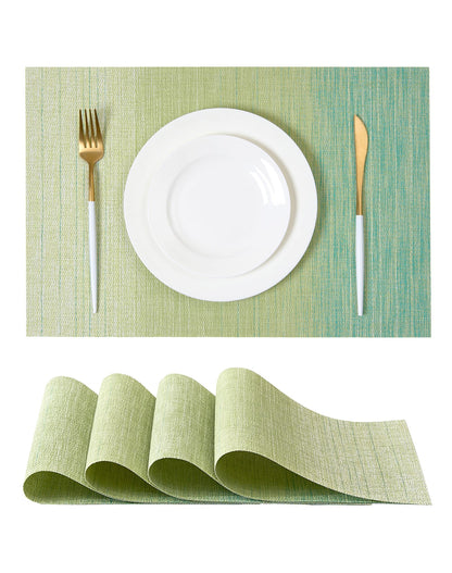 Woven Vinyl Beige Placemats Set of 12, Linen Look & Easy to Clean