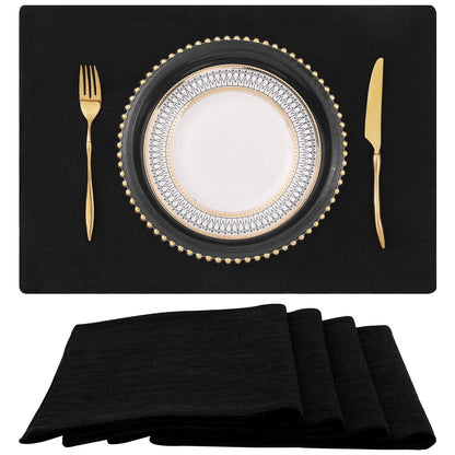 homing Faux Cotton Linen Placemats Set of 6, Cloth Dining Table Mats