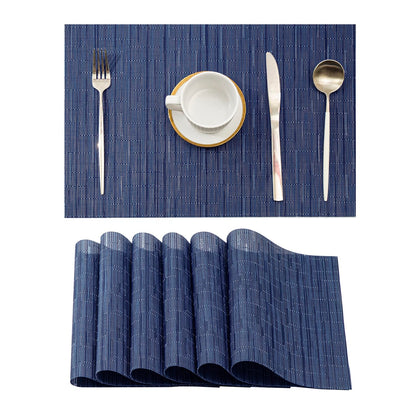 Woven Vinyl Beige Placemats Set of 12, Linen Look & Easy to Clean