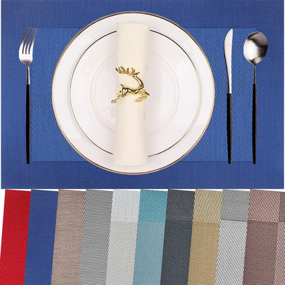 Vinyl Placemats Heat-Resistant Table Mats Washable Easy Clean Plastic Placemats for Dining Table Set of 4 (Red)